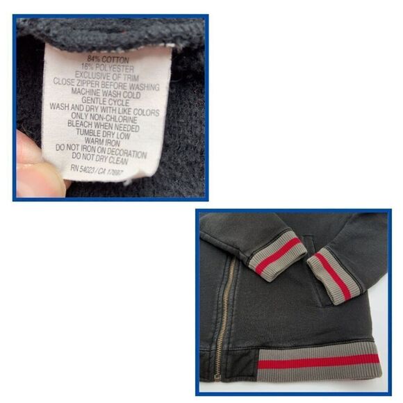 Old Navy Jacket Mens Large Black Red Surplus Reg‎ Issue Varsity Letterman Zip Up - Picture 9 of 9